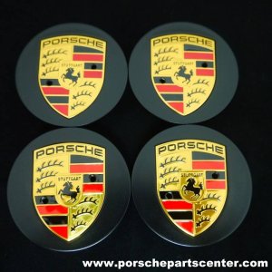 画像: 【PORSCHE】ポルシェマカン65mmカラークレストマットブラックセンターキャップセット